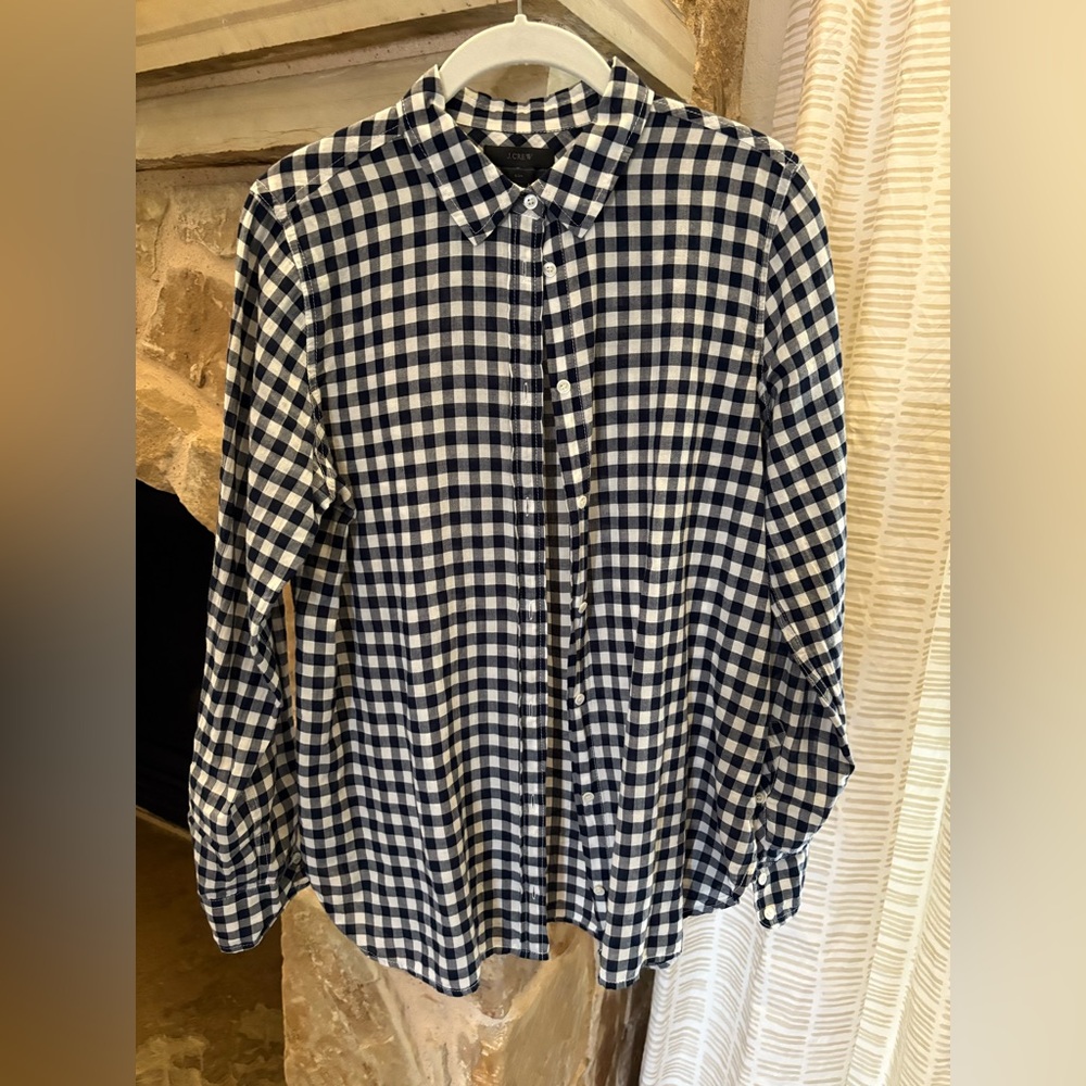 J. Crew woman’s Navy and White Checkered Shirt